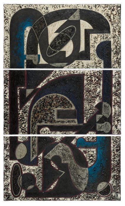 Ohne Titel, 1985

Triptychon, Öl und Lack auf Leinwand, 111 x 67 cm (je 37 x 67 cm)
rückseitig signiert, datiert und beschriftet, aus Privatsammlung

Ausrufpreis: 1900,-